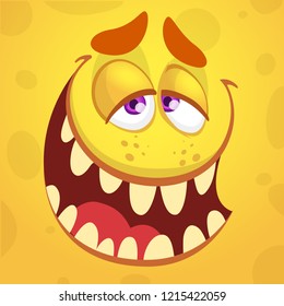 Cool cartoon monster face. Halloween vector illustration
