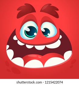 Cool cartoon monster face. Halloween vector illustration