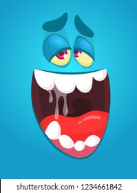 Cool cartoon monster face. Halloween vector illustration
