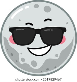 Cool Cartoon Moon Wearing Sunglasses – Stylish Nighttime Vector Character