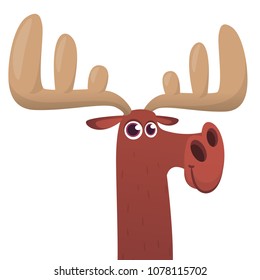 Cool cartoon moose character. Vector moose illustration isolated. 