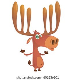 Cool cartoon moose. Vector moose character isolated. 