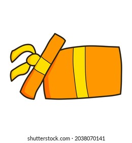 cool cartoon open present box vector illustration icon design template with filled outline doodle hand drawn style for shop and market