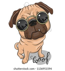 Cool Cartoon Pug Dog With Sun Glasses