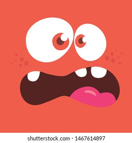 Cool cartoon red monster face. Halloween vector illustration