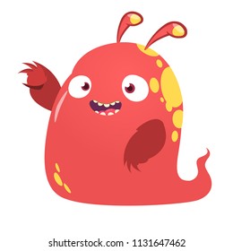 Cool cartoon red monster. Vector illustration. 