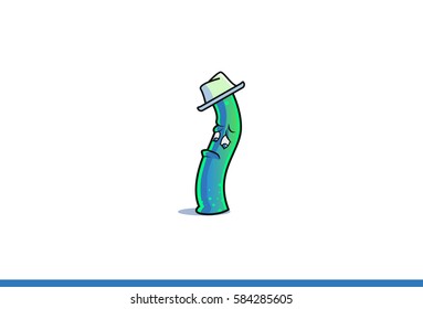 Cool Cartoon Sad .Vector illustration . Isolated on white background .