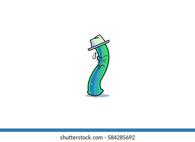 Cool Cartoon Sad  .Vector illustration . Isolated on white background . Sad Expression 