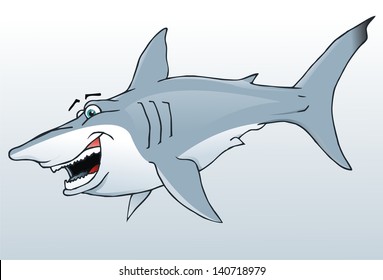 Cool cartoon shark. Vector illustration