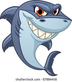 Cool cartoon shark. Vector illustration with simple gradients. All in a single layer.