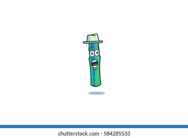 Cool Cartoon Shocked  .Vector illustration . Isolated on white background .  