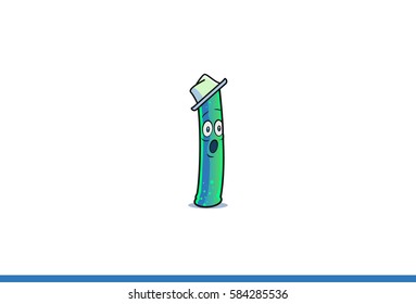 Cool Cartoon Shocked  . Vector illustration . Isolated on white background .  