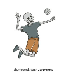 Cool Cartoon Skull Volleyball
