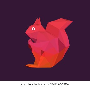Cool Cartoon Squirrel on Isolated Background. Gradient Low Poly Vector 3D Rendering