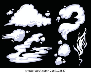 Genial caricatura de humo blanco sobre fondo negro con estilo de arte plano.
