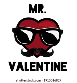 a cool cartoon symbol of love with glasses and a mustache