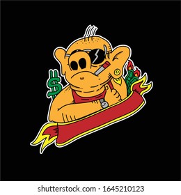 Ilustración vectorial de diseño de camisetas de caricatura genial