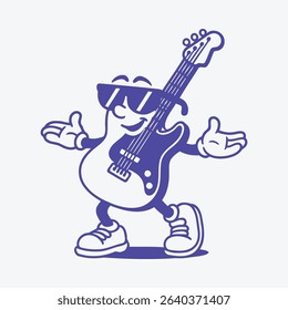 A cool, cartoon-style electric guitar character wearing sunglasses and sneakers, exuding a relaxed and stylish vibe.