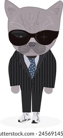 COOL CAT IN BLACK GLASSES, CAT BUSINESSMAN