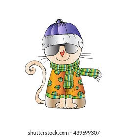 cool cat. Cartoon style.