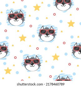 Cool Cat Cartoon Trendmuster Hintergrund Konzepte