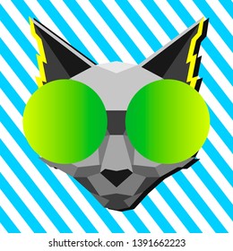 Cool cat creative vector illustration with design elements of pop art style.