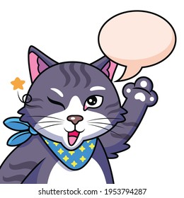 Cool Cat with Cute Pose. Animal Vector Icon Illustration, Isolated on Premium Vector
