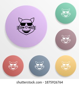 Cool cat emoji badge color set icon. Simple glyph, flat vector of emoji icons for ui and ux, website or mobile application
