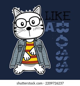 cool cat funny animal cartoon
