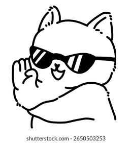 Gato legal com ilustração de contorno de arte de pose engraçada 
