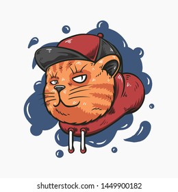 Cool Cat Head Vector Illustration