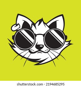 cool cat illustration with sunglasses