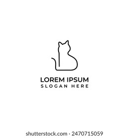 The cool cat logo in linear style looks simple but elegant