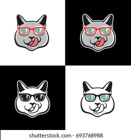 Cool Cat Logo On White & Black Background.