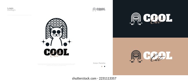 Cool Cat Logo Wearing Sunglasses. Cat Illustration, Can be used for Tattoo, Art, or Mascot
