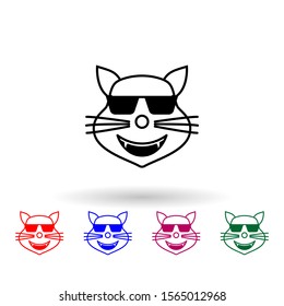 Cool cat multi color icon. Simple thin line, outline vector of emoji icons for ui and ux, website or mobile application