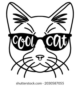cool cat plus size vector design illustration print wall art poster canvas