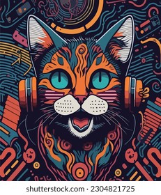 Cool cat poster vector, illustration