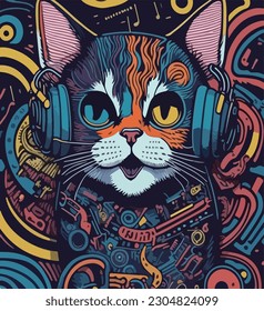 Vector de afiches de gato frío, ilustración