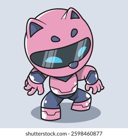 cool cat robot vector. symbol of progress, technology and sophistication
