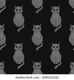 Cool cat seamless pattern. Cartoon style pattern design.