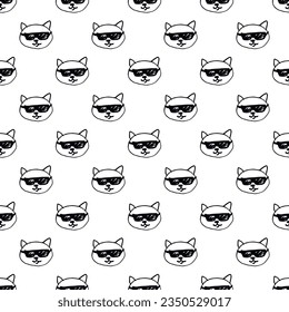 Cool cat seamless vector illustration