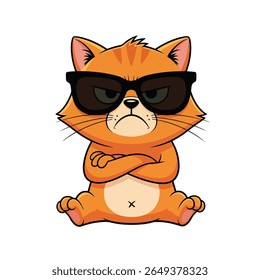 Cool Cat with Sunglasses Cartoon Style