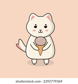 Cool Cat with Sweet Treat Vector Illustration of Ice Cream Lover