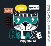 cool cat typography design funny cartoon