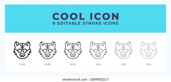Cool cat vector icon. With different stroke vector illustration.