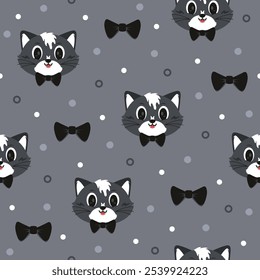 Cool Cat Vector Pattern Fashion Design 