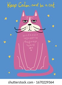 Buen gato. Diseño de tarjetas de felicitación tipo hipster, impresión en pantalones, afiche inspirador.