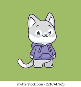 Cool cat wearing hoodie cartoon illustration