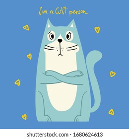 Cool cats. Vector trendy hipster style greeting cards design, t-shirt print, inspiration poster.
